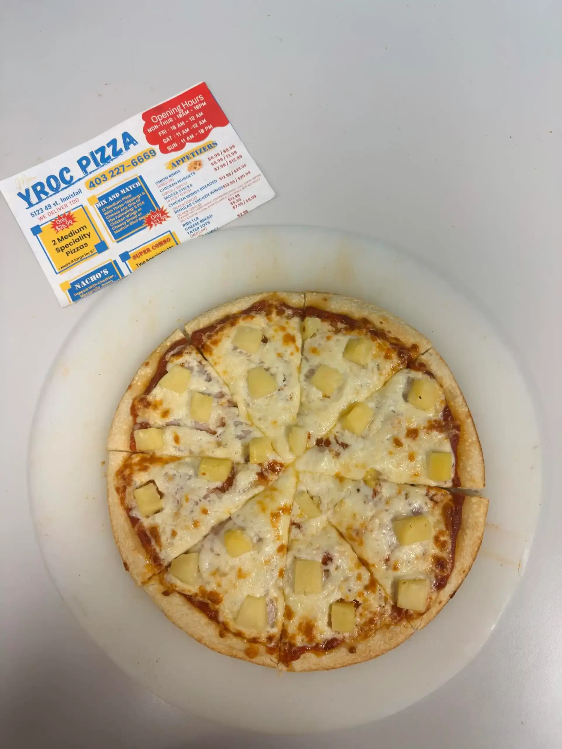 Stone-fired pizzas with fresh ingredients at YROC Pizza Innisfail